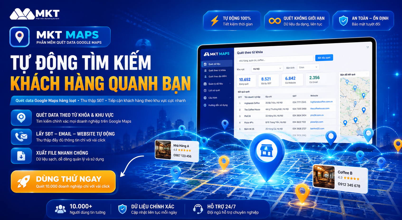 Phần mềm quét data Google Maps